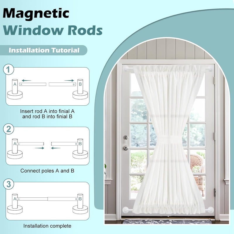 HTZON White Magnetic Curtain Rod for Door:Magnet Curtain Rods for Classroom Whiteboard,Small Adjustable Magnetic Towel Bar,Tool-Free French Magnet Rod with Leather Protective Cover No Drilling,16-28" - Image 4
